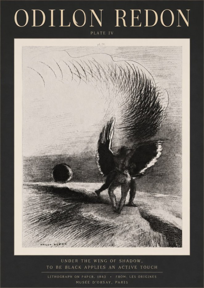 Odilon Redon Sous L'aile D'ombre L'être Noir Appliquait Une Active Morsure Plate Iv No3 - Póster