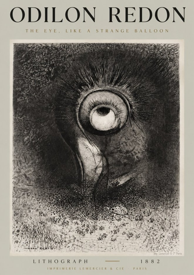 Odilon Redon The Eye, Like a Strange Balloon No2 - Póster