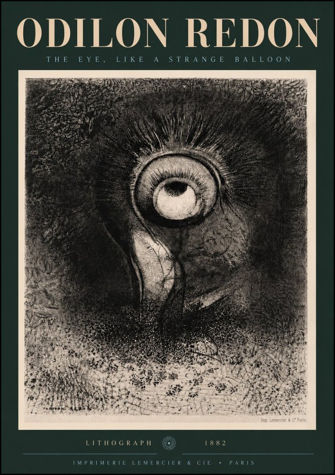 Odilon Redon The Eye, Like a Strange Balloon No5 - Póster