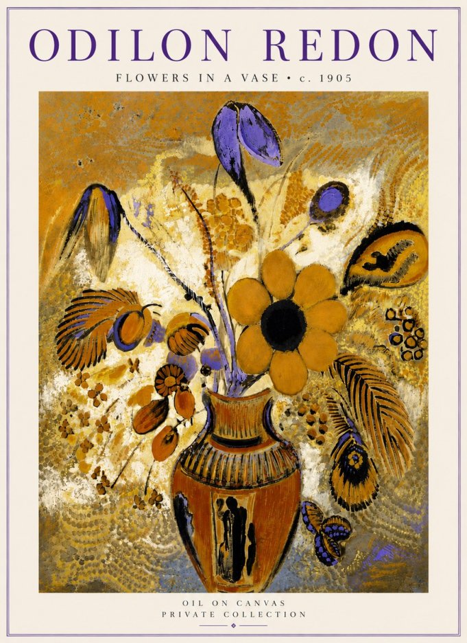 Odilon Redon Flowers in a Vase II No5 - Póster