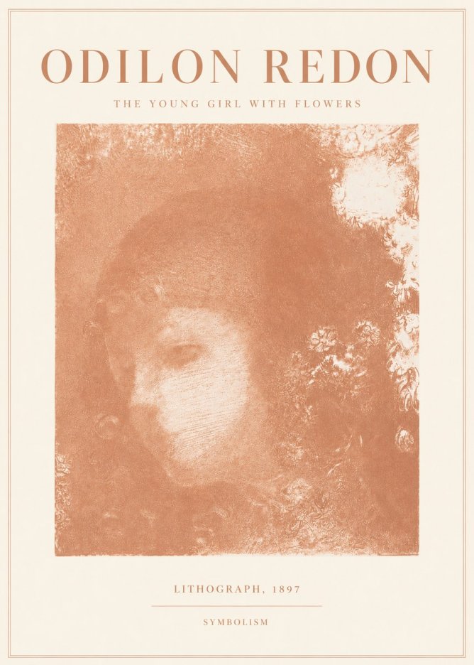Odilon Redon The Young Girl with Flowers No3 - Póster