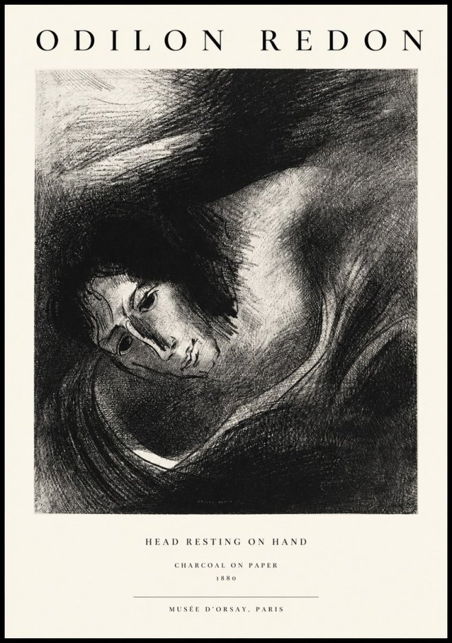 Odilon Redon Head Resting on Hand No1 - Póster