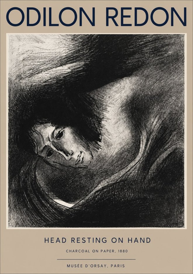 Odilon Redon Head Resting on Hand No2 - Póster