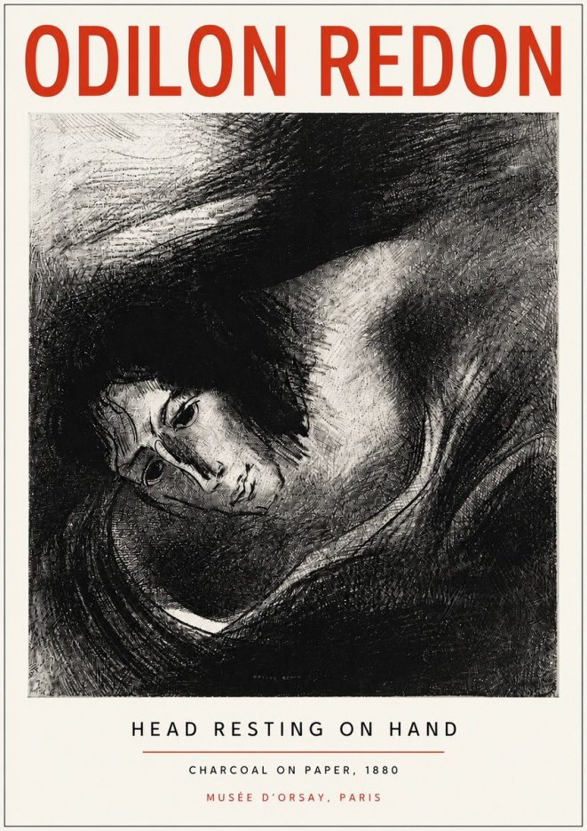 Odilon Redon Head Resting on Hand No3 - Póster