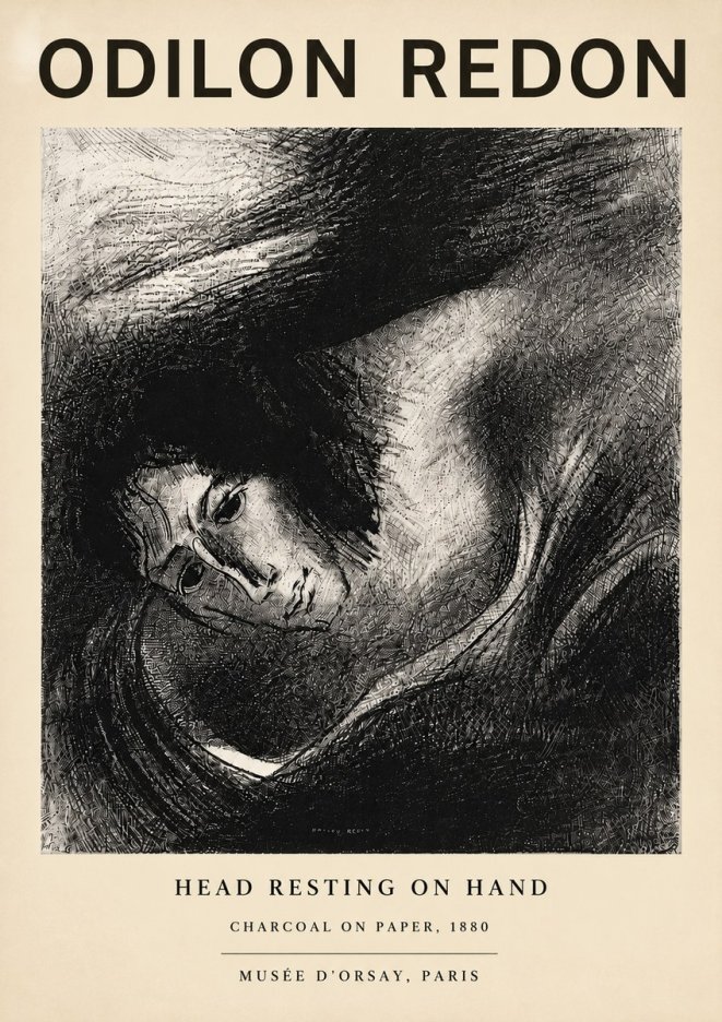 Odilon Redon Head Resting on Hand No5 - Póster