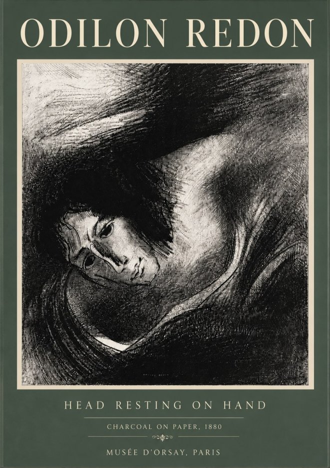 Odilon Redon Head Resting on Hand No6 - Póster
