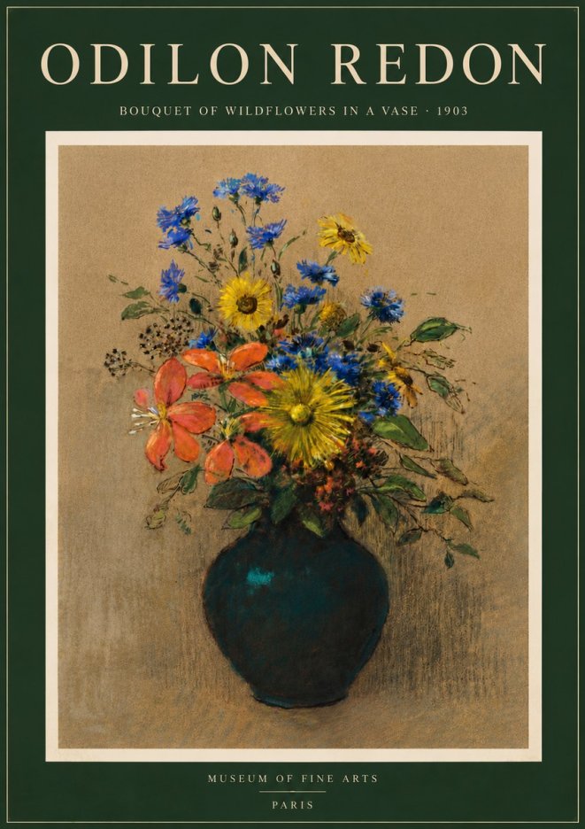 Odilon Redon Bouquet of Wildflowers in a Vase No6 - Póster