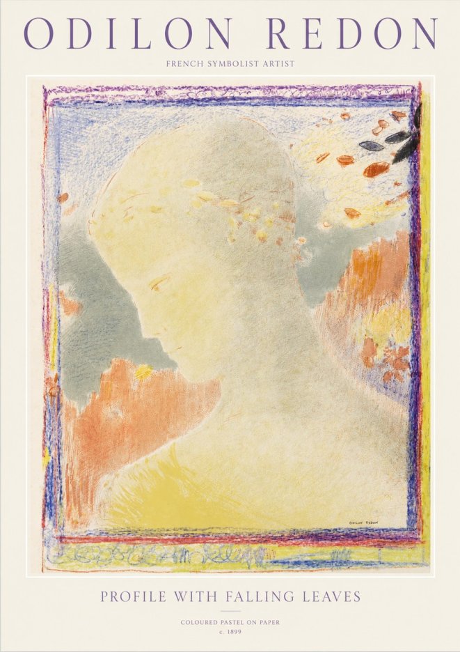 Odilon Redon Profile with Falling Leaves No1 - Póster