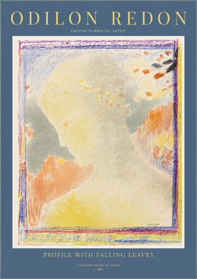 Odilon Redon Profile with Falling Leaves No2 - Póster