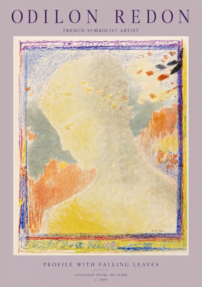 Odilon Redon Profile with Falling Leaves No5 - Póster