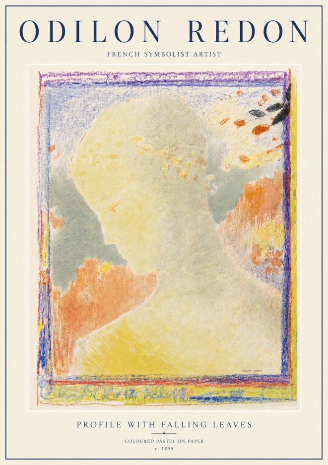 Odilon Redon Profile with Falling Leaves No6 - Póster