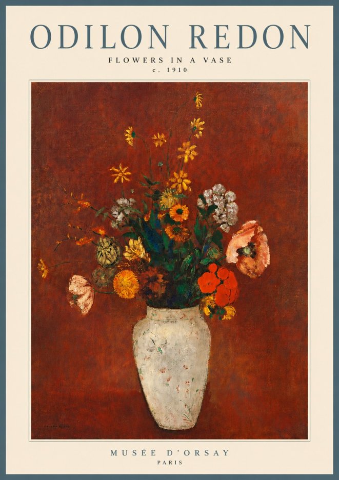Odilon Redon Flowers in a Vase III No4 - Póster