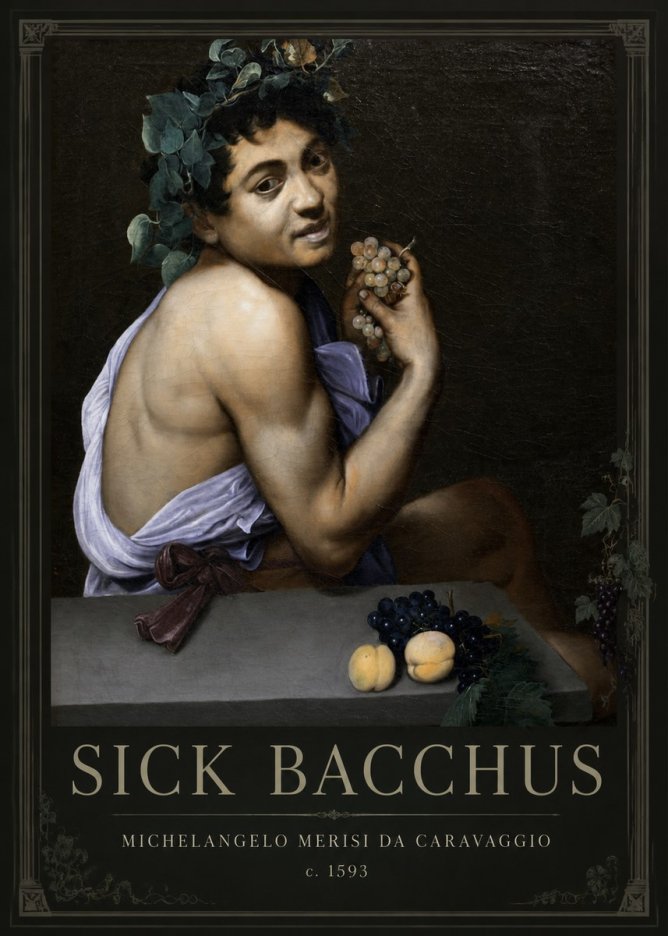 Michelangelo Merisi da Caravaggio Sick Bacchus No1 - Póster