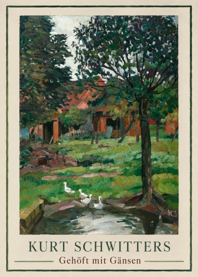 Kurt Schwitters Gehöft Mit Gänsen No1 - Póster