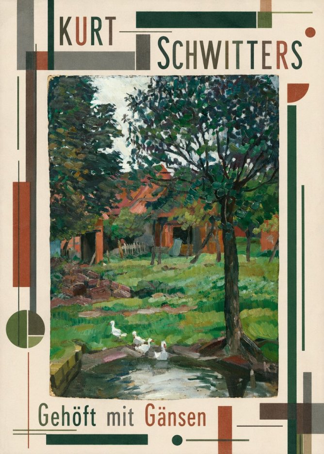 Kurt Schwitters Gehöft Mit Gänsen No5 - Póster