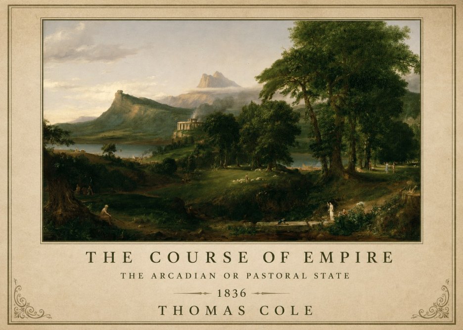 Thomas Cole The Course of Empire - the Arcadian or Pastoral State No1 - Póster