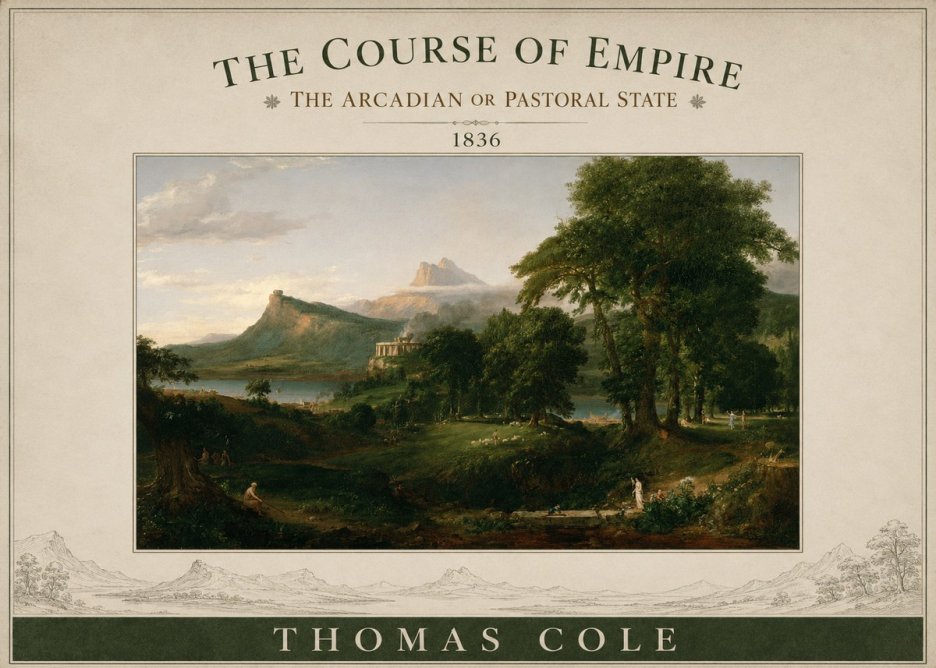 Thomas Cole The Course of Empire - the Arcadian or Pastoral State No3 - Póster
