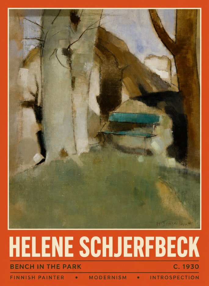 Helene Schjerfbeck Bench in the Park No2 - Póster
