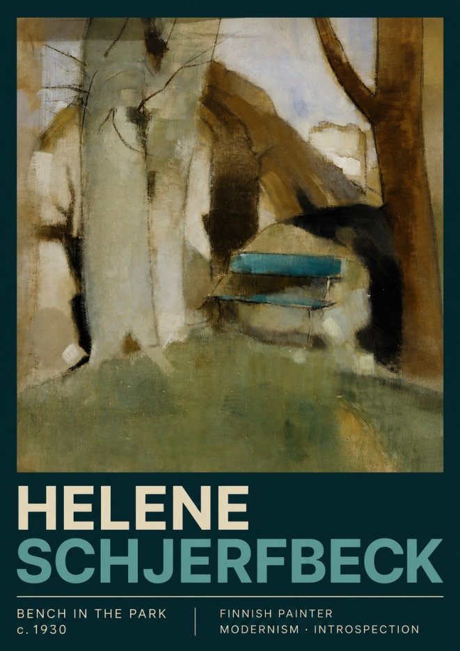 Helene Schjerfbeck Bench in the Park No3 - Póster