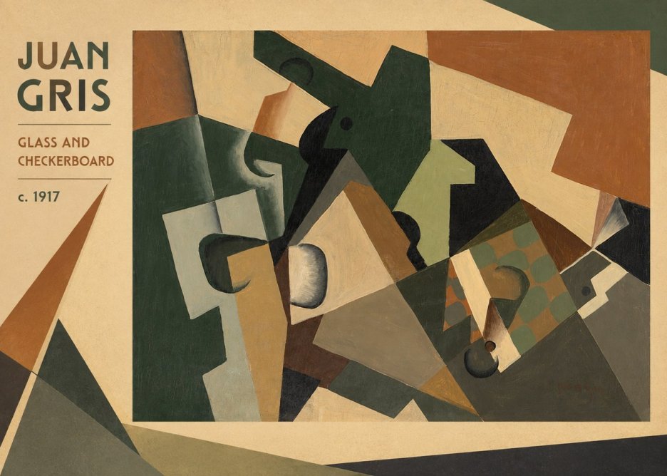 Juan Gris Glass and Checkerboard No3 - Póster