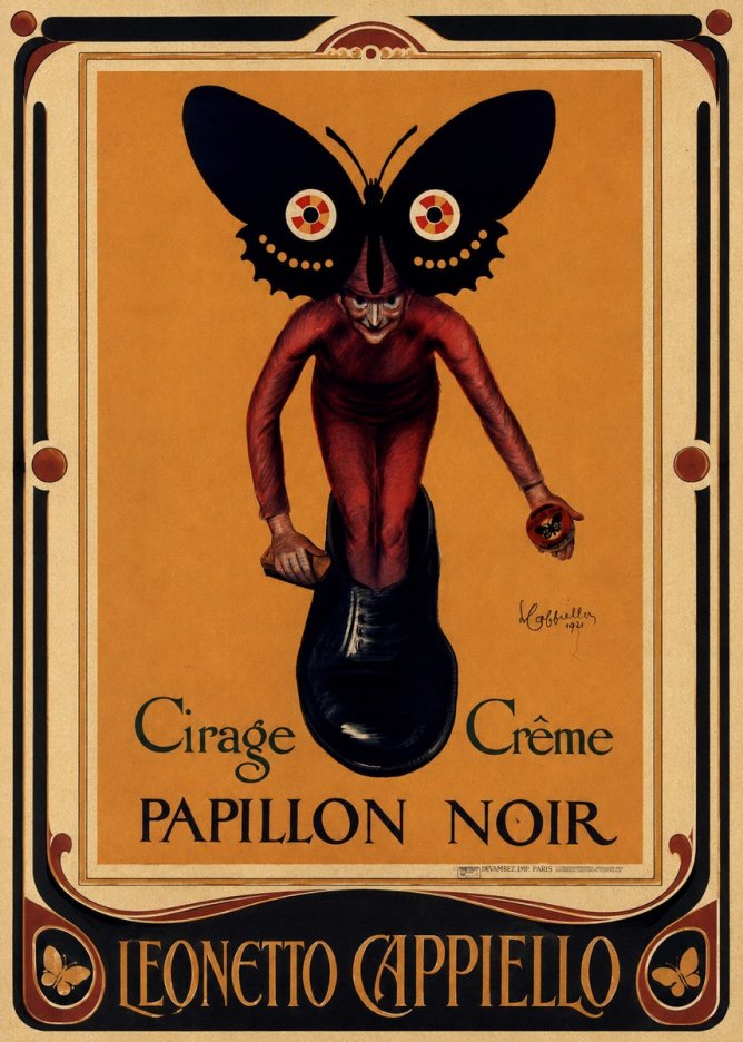 Leonetto Cappiello Cirage Crème Papillon Noir No1 - Póster