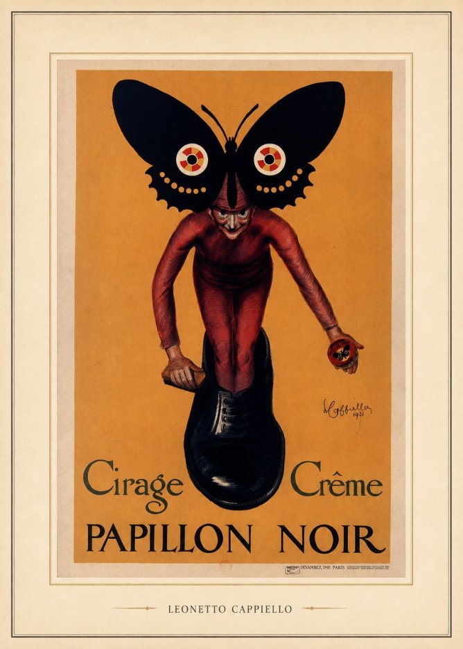 Leonetto Cappiello Cirage Crème Papillon Noir No5 - Póster