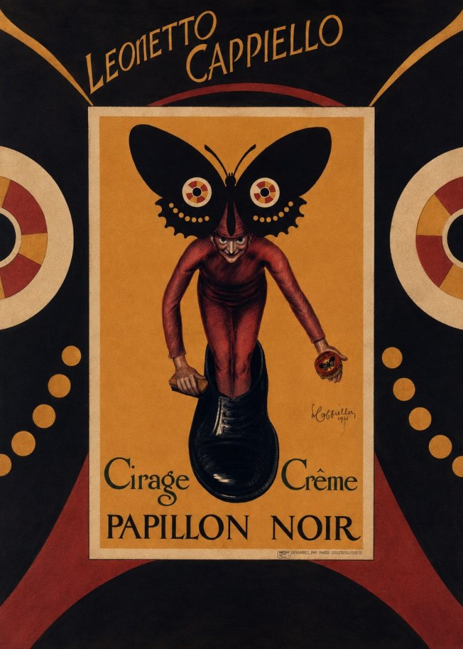 Leonetto Cappiello Cirage Crème Papillon Noir No6 - Póster