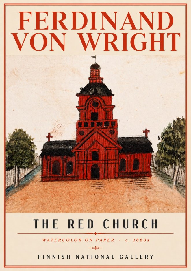 Ferdinand von Wright The Red Church No4 - Póster