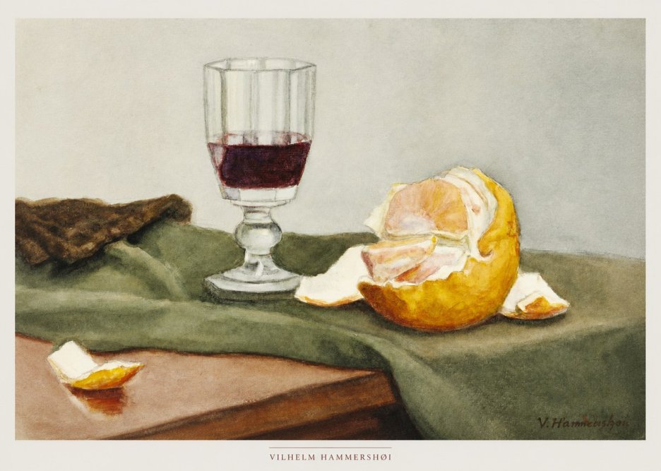 Vilhelm Hammershøi Still Life with Wine Glass and Orange No6 - Póster