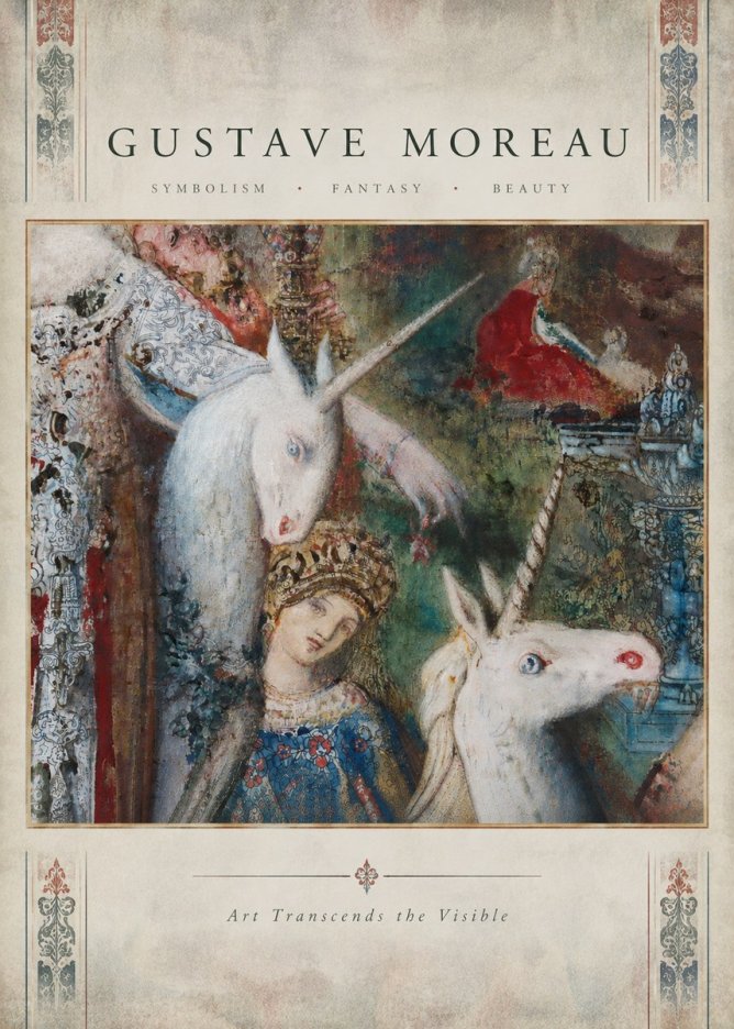 Gustave Moreau The Unicorns II No4 - Póster
