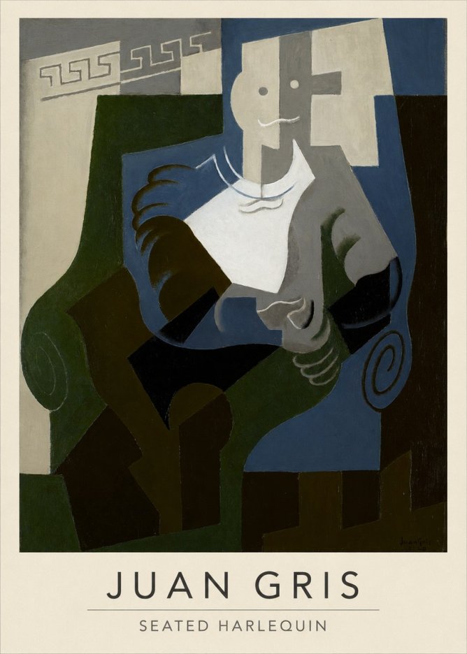 Juan Gris Seated Harlequin No2 - Póster
