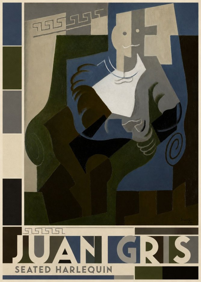 Juan Gris Seated Harlequin No4 - Póster