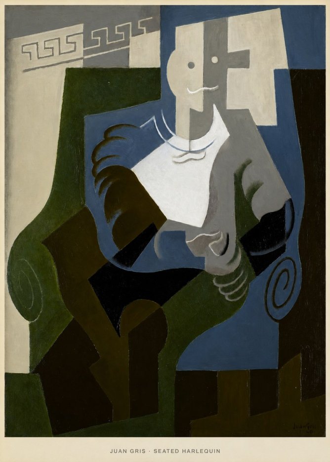 Juan Gris Seated Harlequin No5 - Póster