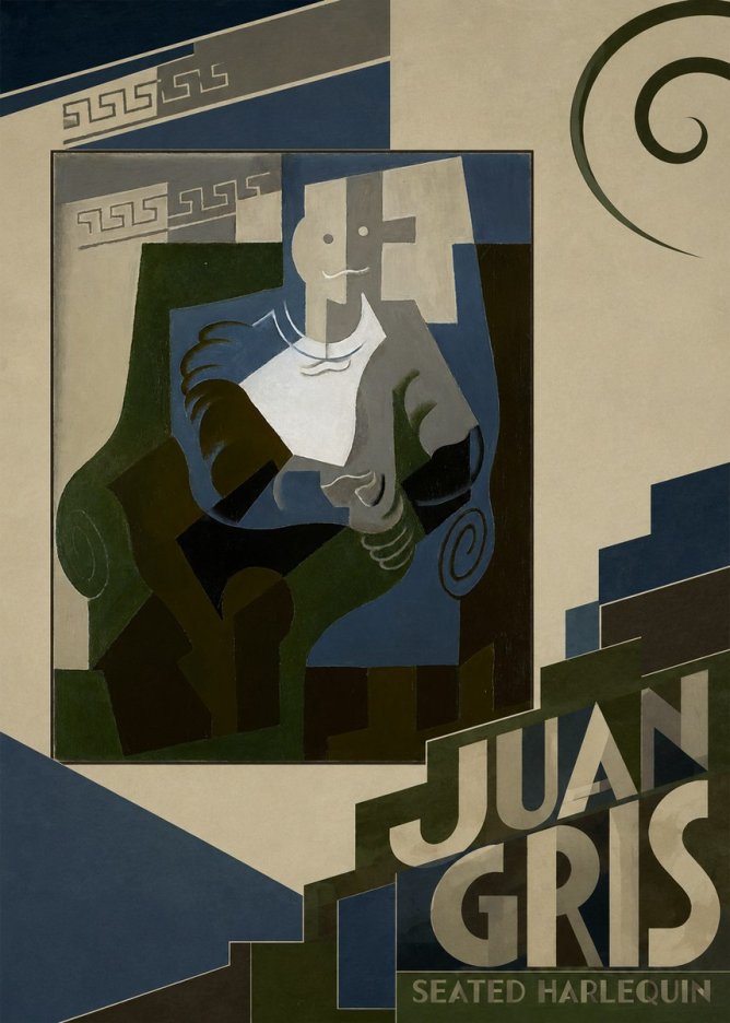 Juan Gris Seated Harlequin No6 - Póster