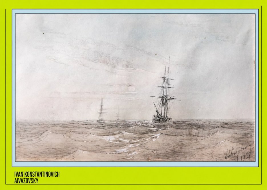 Ivan Konstantinovich Aivazovsky Two Sailing Ships at Sea No3 - Póster