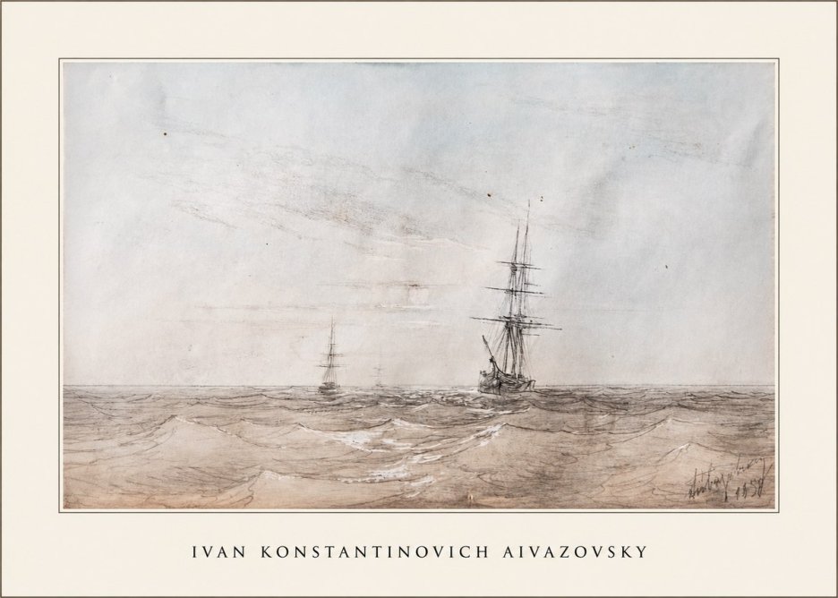Ivan Konstantinovich Aivazovsky Two Sailing Ships at Sea No4 - Póster