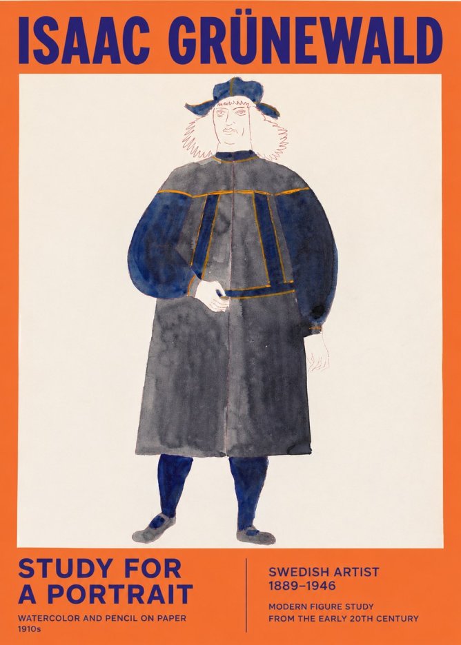 Isaac Grünewald Study for a Portrait No2 - Póster