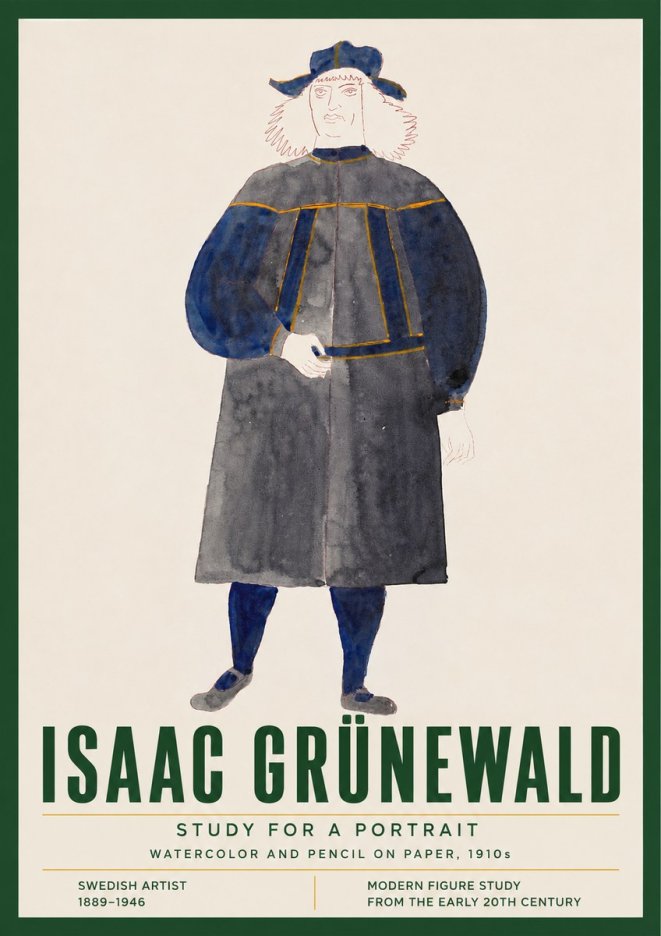 Isaac Grünewald Study for a Portrait No4 - Póster