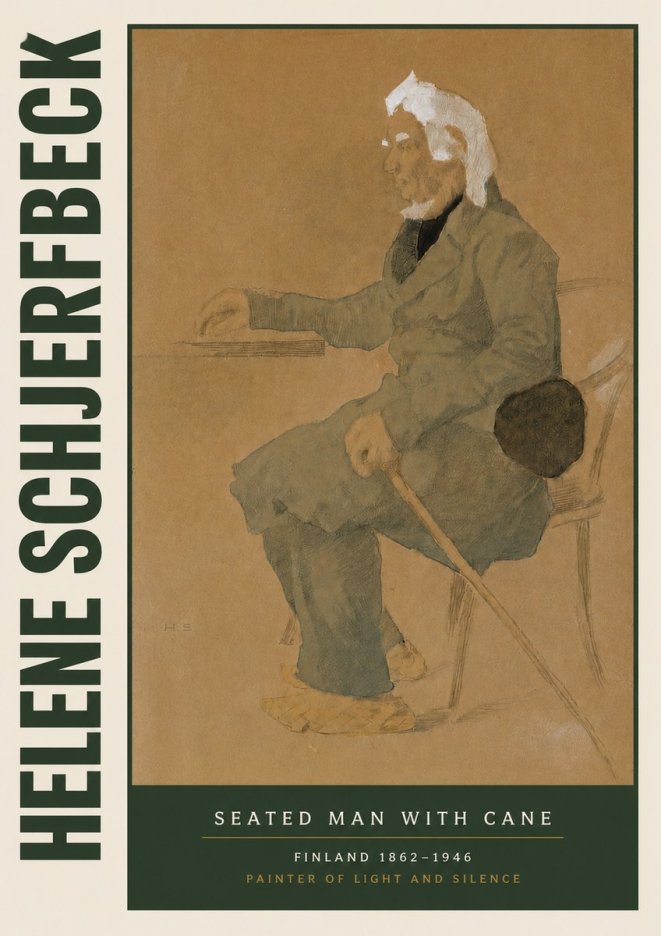 Helene Schjerfbeck Seated Man with Cane No4 - Póster