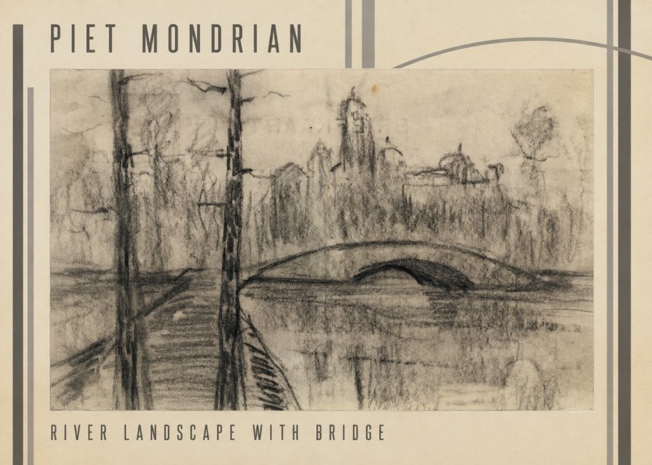 Piet Mondrian River Landscape with Bridge No3 - Póster