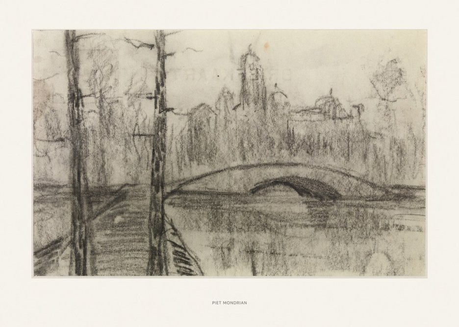 Piet Mondrian River Landscape with Bridge No5 - Póster