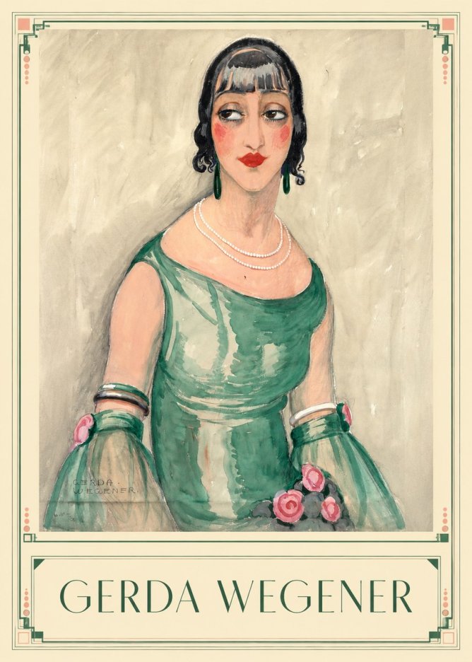 Gerda Wegener Portrait of a Woman in Green Dress No1 - Póster