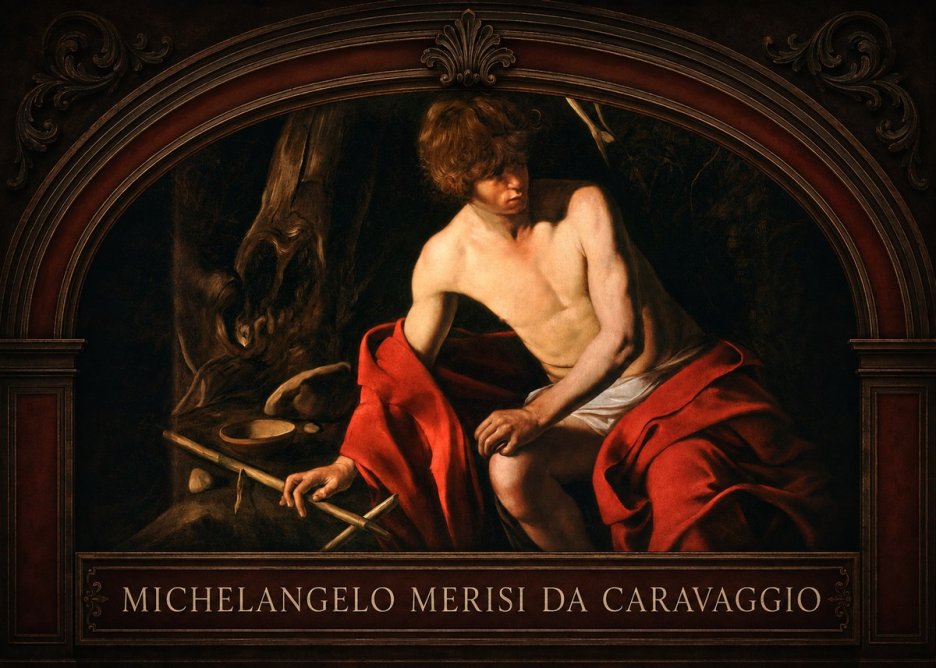 Michelangelo Merisi da Caravaggio John the Baptist (Youth with a Ram) No5 - Póster