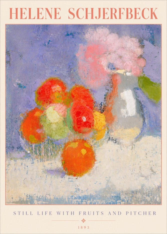 Helene Schjerfbeck Still Life with Fruits and Pitcher No5 - Póster