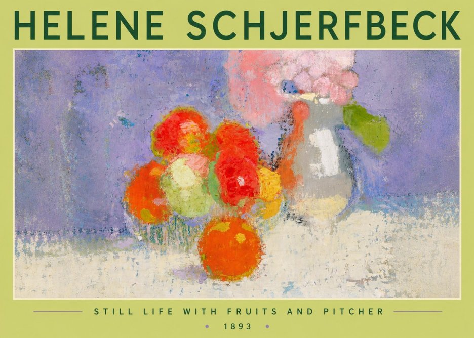 Helene Schjerfbeck Still Life with Fruits and Pitcher No6 - Póster