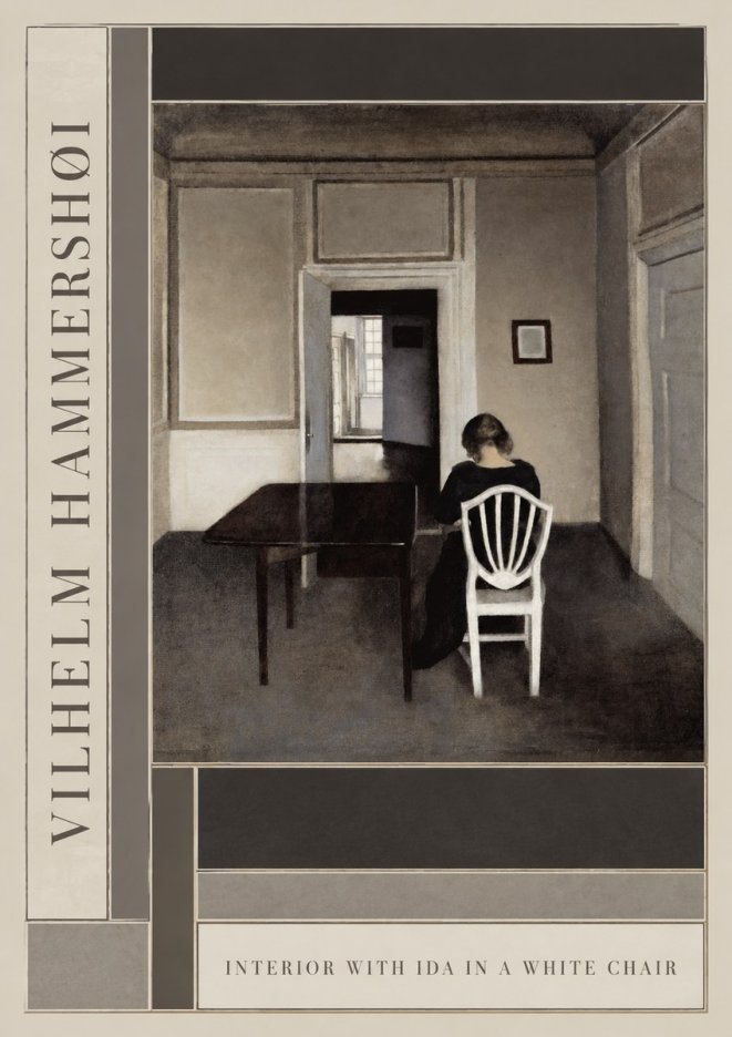 Vilhelm Hammershøi Interior with Ida in a White Chair No2 - Póster
