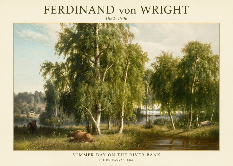 Ferdinand von Wright Summer Day on the River Bank No1 - Póster