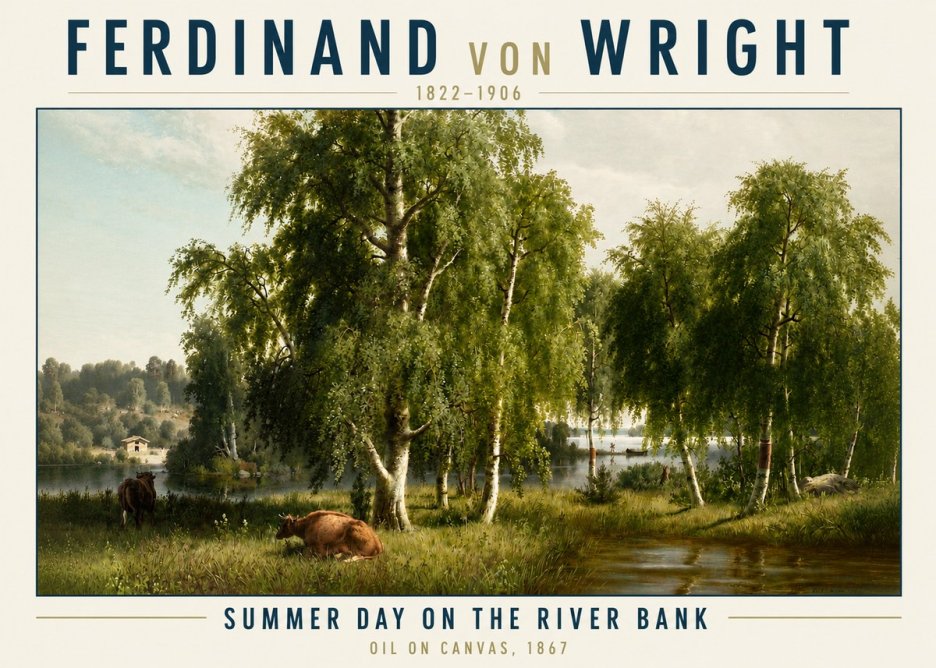 Ferdinand von Wright Summer Day on the River Bank No3 - Póster
