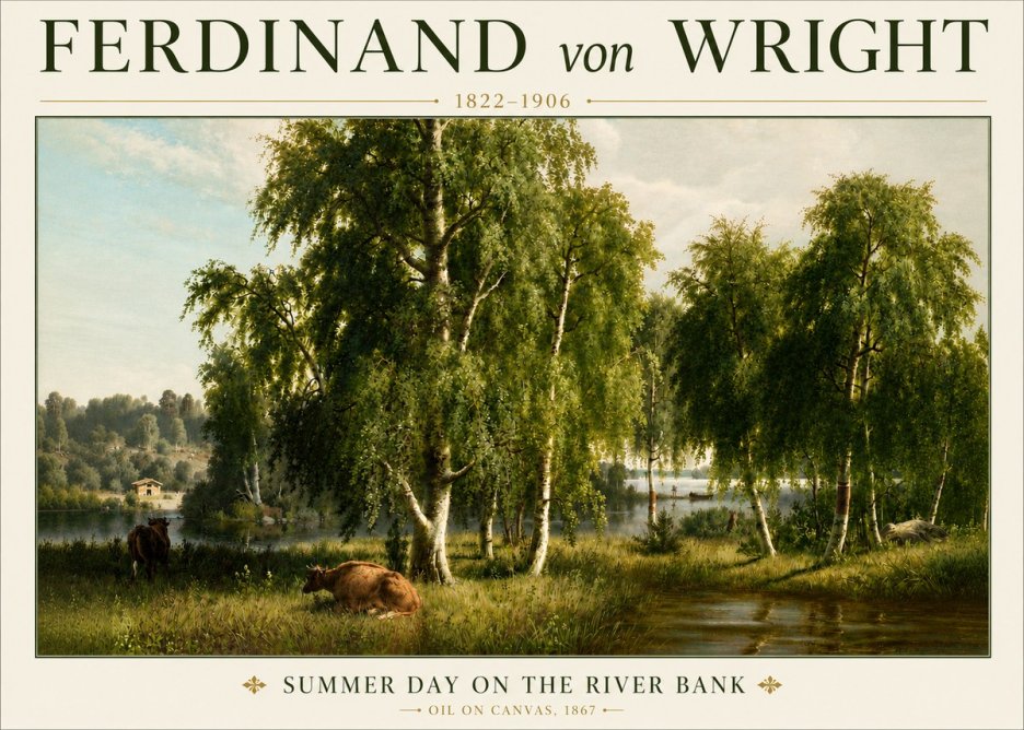 Ferdinand von Wright Summer Day on the River Bank No4 - Póster
