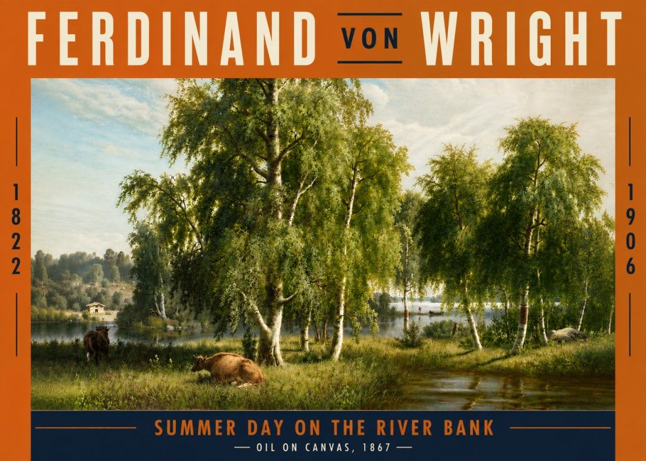 Ferdinand von Wright Summer Day on the River Bank No5 - Póster